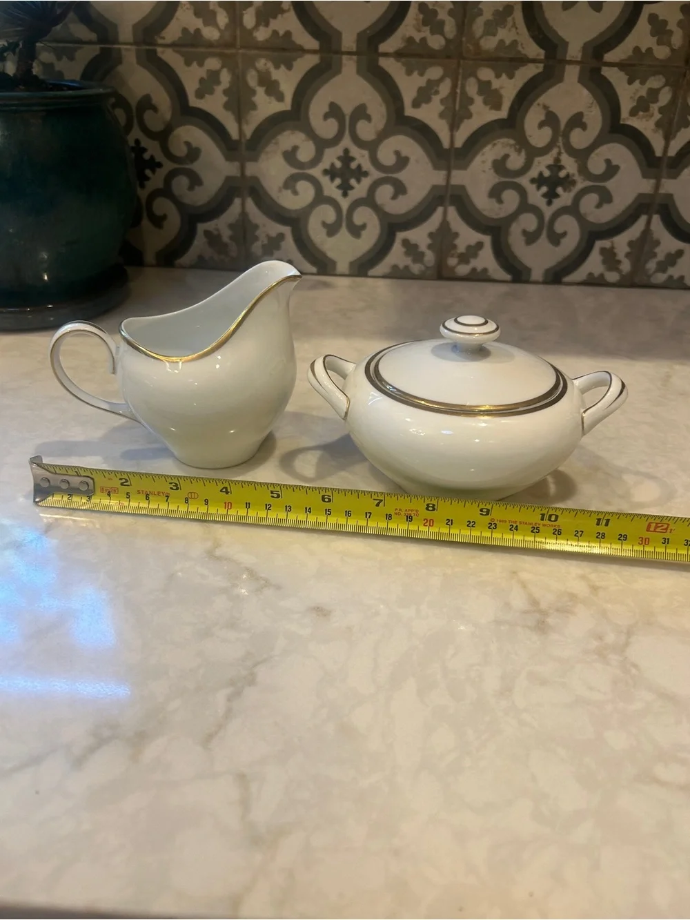 Vintage 1940s Cream and Sugar Set Moderne by Harmony House Made in Japan - EUC